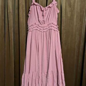 Torrid 2 Dusty Rose/Pink Ruffled Midi Dress